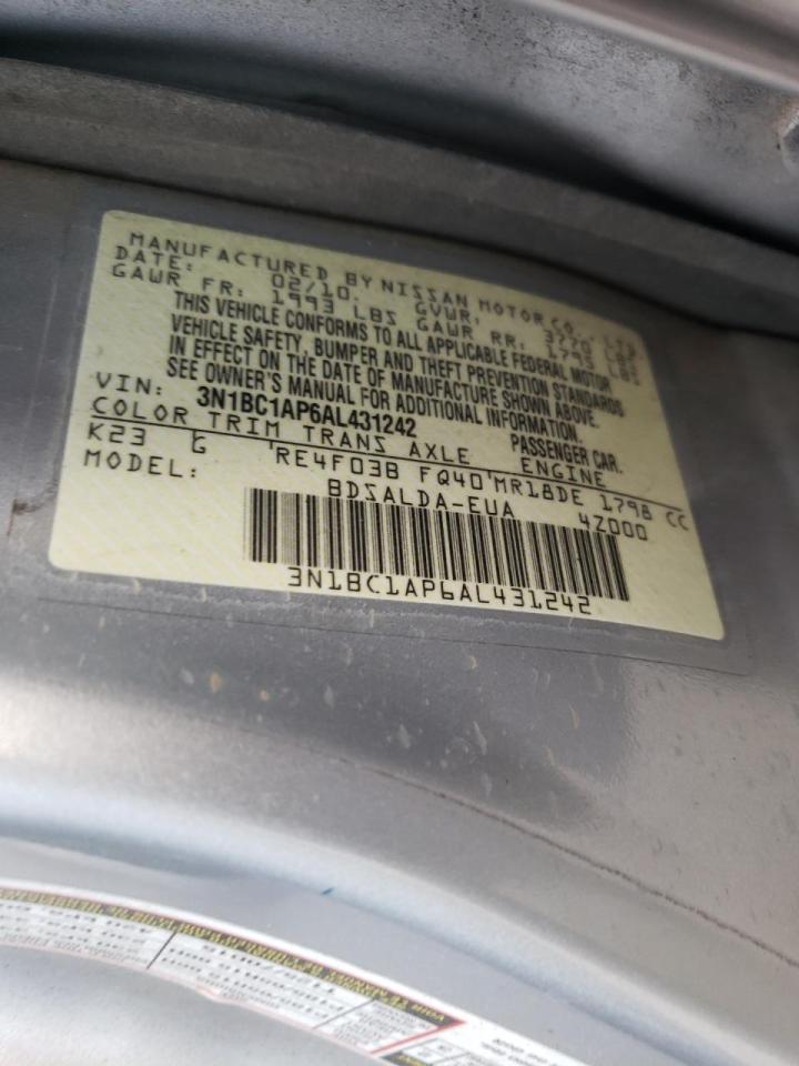 Photo 10 from auction – 2010 NISSAN VERSA S with VIN 3N1BC1AP6AL431242