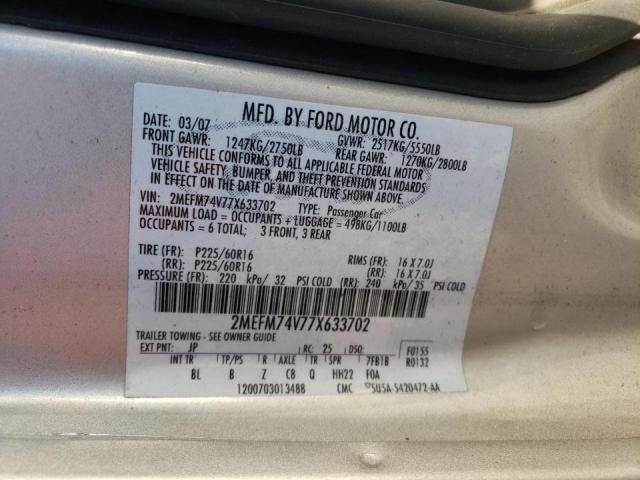 Photo 10 from auction – 2007 MERCURY GRAND MARQ with VIN 2MEFM74V77X633702