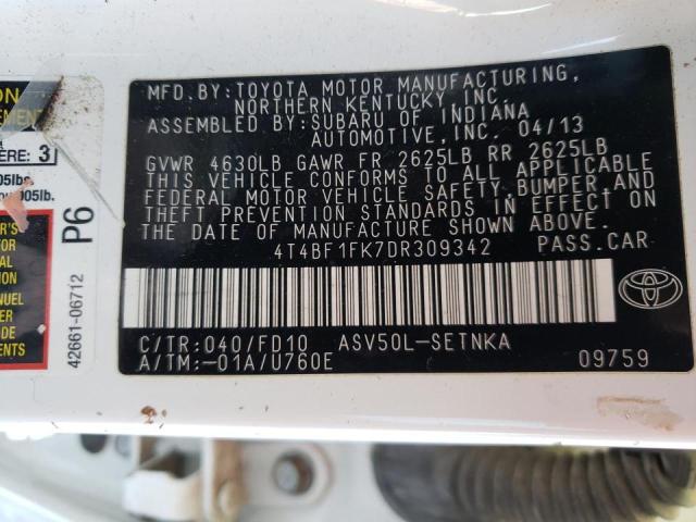 Photo 10 from auction – 2013 TOYOTA CAMRY L with VIN 4T4BF1FK7DR309342