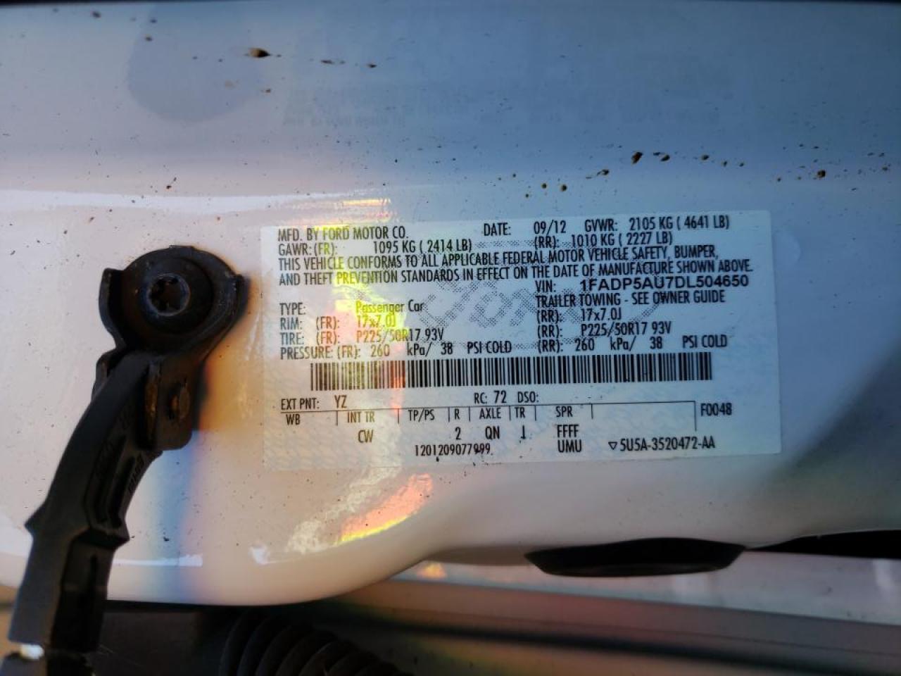 Photo 10 from auction – 2013 FORD C-MAX SE with VIN 1FADP5AU7DL504650