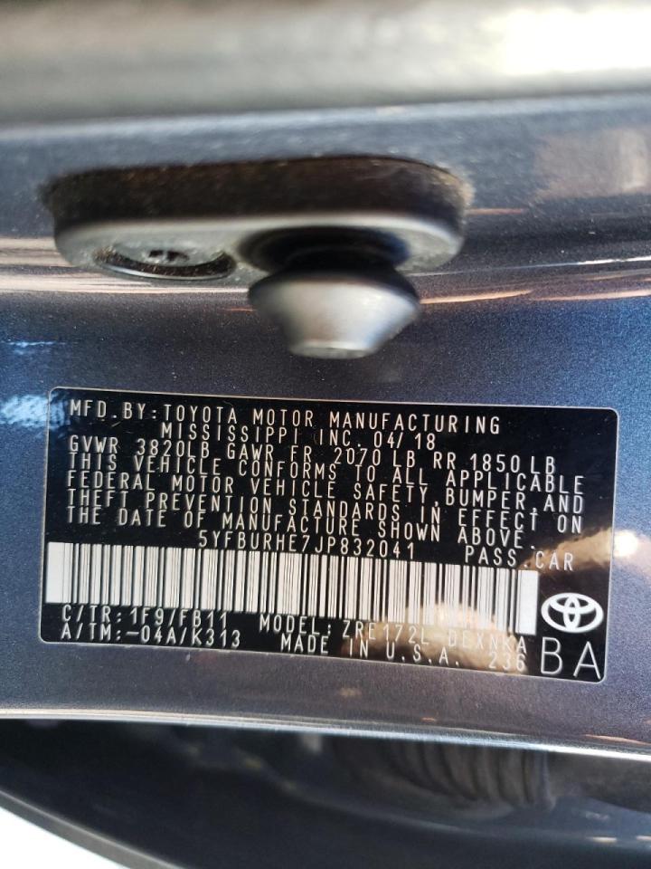 Photo 10 from auction – 2018 TOYOTA COROLLA L with VIN 5YFBURHE7JP832041