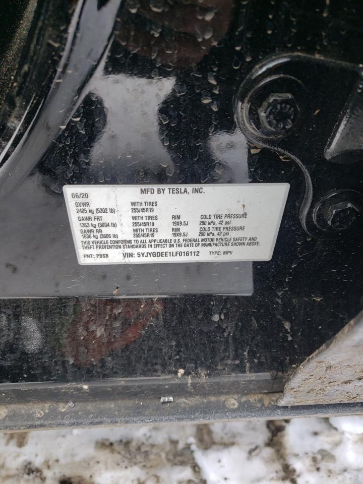 Photo 10 from auction – 2020 TESLA MODEL Y with VIN 5YJYGDEE1LF016112