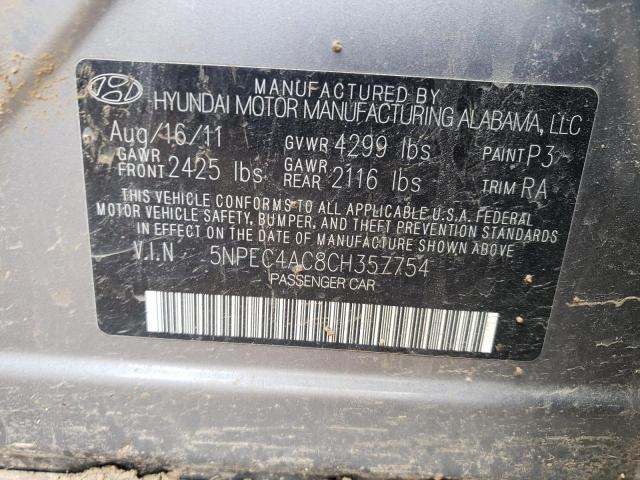 Photo 10 from auction – 2012 HYUNDAI SONATA SE with VIN 5NPEC4AC8CH357754