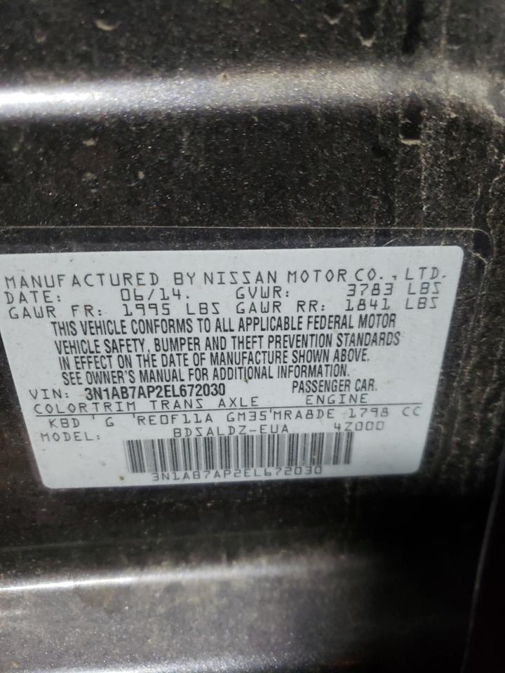 Photo 10 from auction – 2014 NISSAN SENTRA S with VIN 3N1AB7AP2EL672030
