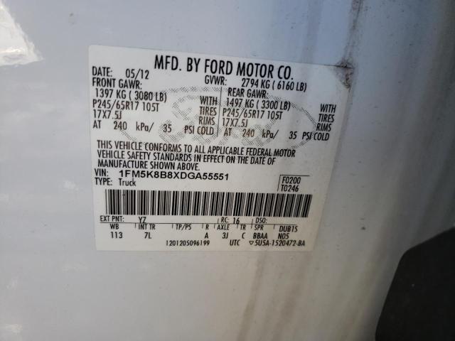 Photo 10 from auction – 2013 FORD EXPLORER with VIN 1FM5K8B8XDGA55551