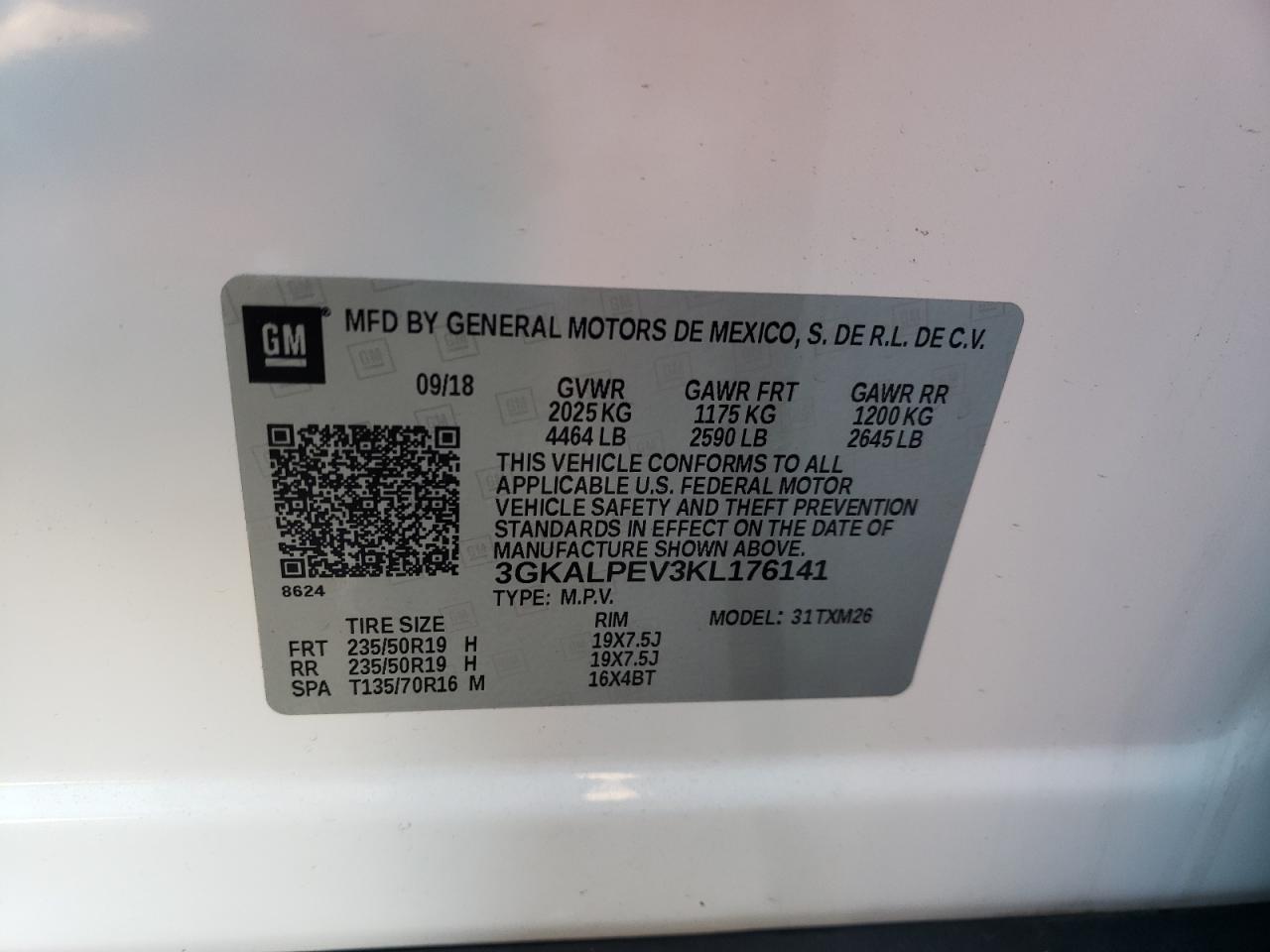 Photo 10 from auction – 2019 GMC TERRAIN SL with VIN 3GKALPEV3KL176141