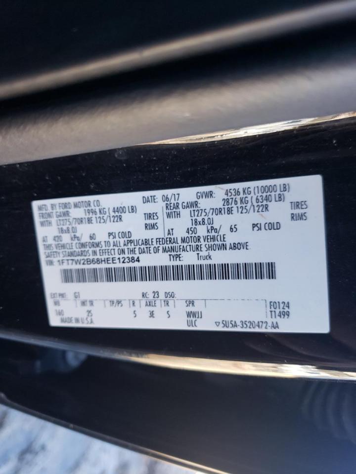 Photo 10 from auction – 2017 FORD F250 SUPER with VIN 1FT7W2B68HEE12384