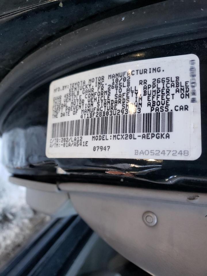 Photo 10 from auction – 2003 TOYOTA AVALON XL with VIN 4T1BF28B03U293433