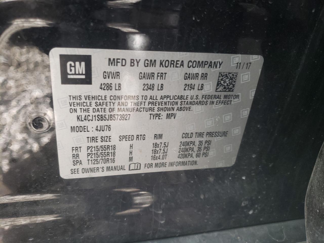Photo 10 from auction – 2018 BUICK ENCORE SPO with VIN KL4CJ1SB5JB573927