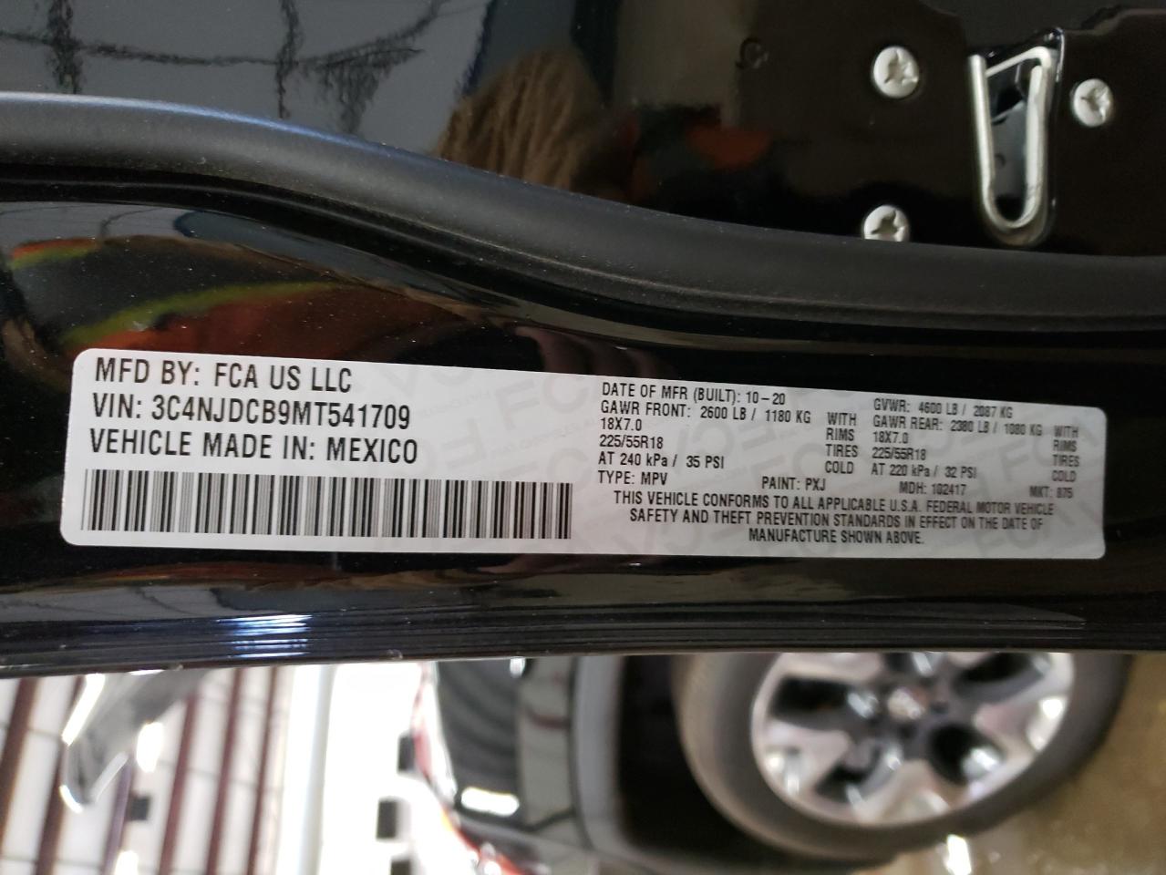 Photo 10 from auction – 2021 JEEP COMPASS LI with VIN 3C4NJDCB9MT541709