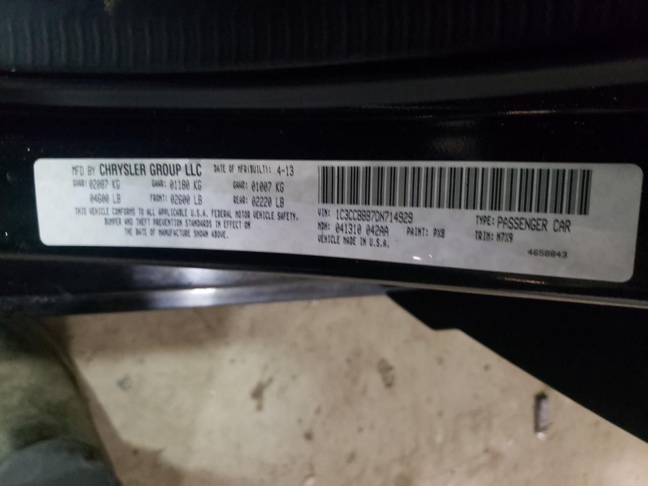 Foto 16 de la subasta – 2013 CHRYSLER 200 TOURIN con VIN 1C3CCBBB7DN714929
