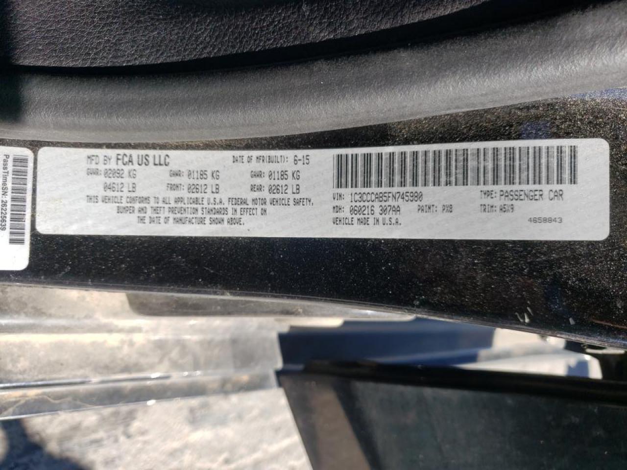Photo 10 from auction – 2015 CHRYSLER 200 LIMITE with VIN 1C3CCCAB5FN745980