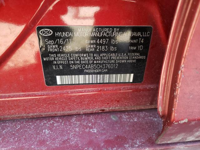Photo 10 from auction – 2012 HYUNDAI SONATA SE with VIN 5NPEC4AB5CH376012