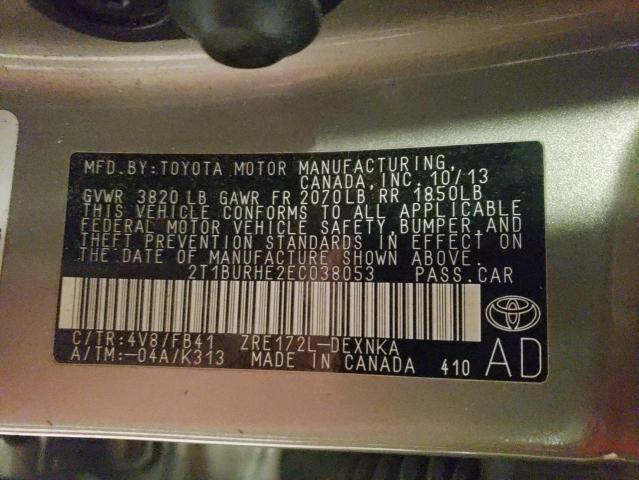 Photo 10 from auction – 2014 TOYOTA COROLLA L with VIN 2T1BURHE2EC038053