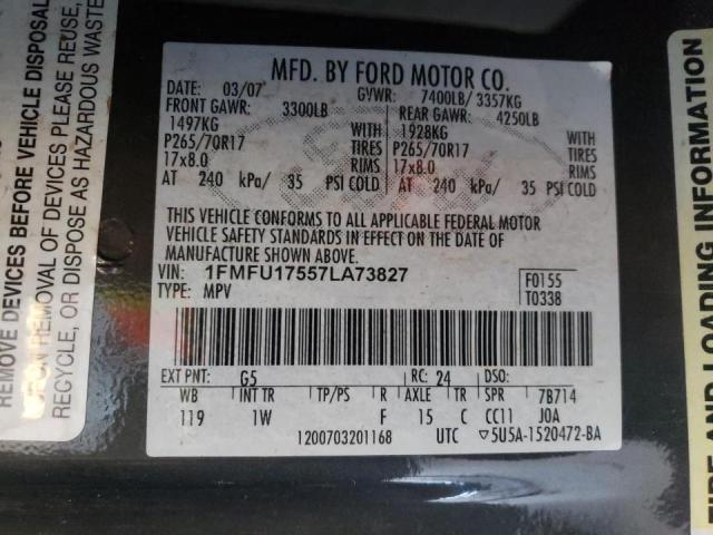Photo 10 from auction – 2007 FORD EXPEDITION with VIN 1FMFU17557LA73827