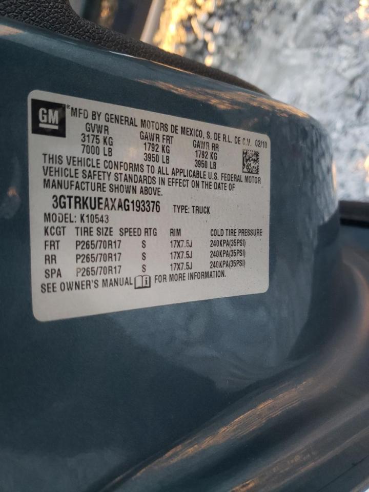 Photo 10 from auction – 2010 GMC SIERRA K15 with VIN 3GTRKUEAXAG193376