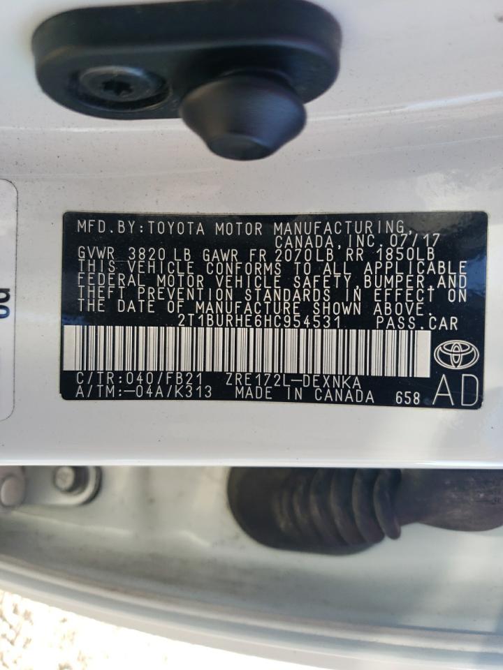 Photo 10 from auction – 2017 TOYOTA COROLLA L with VIN 2T1BURHE6HC954531