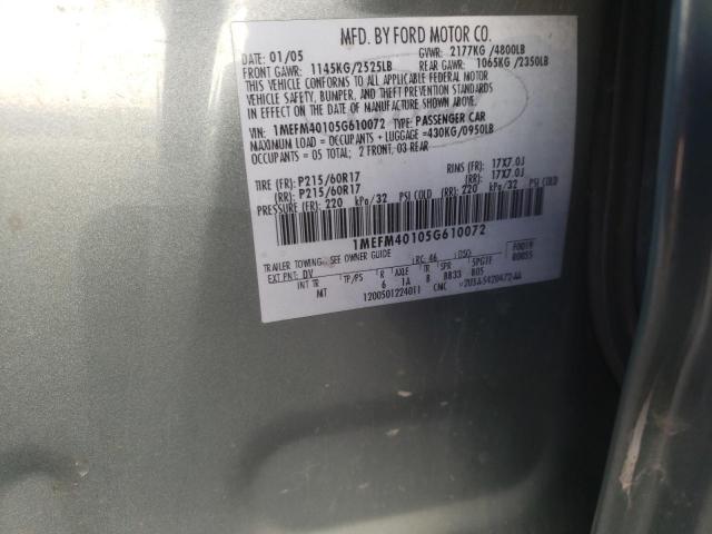 Photo 10 from auction – 2005 MERCURY MONTEGO LU with VIN 1MEFM40105G610072