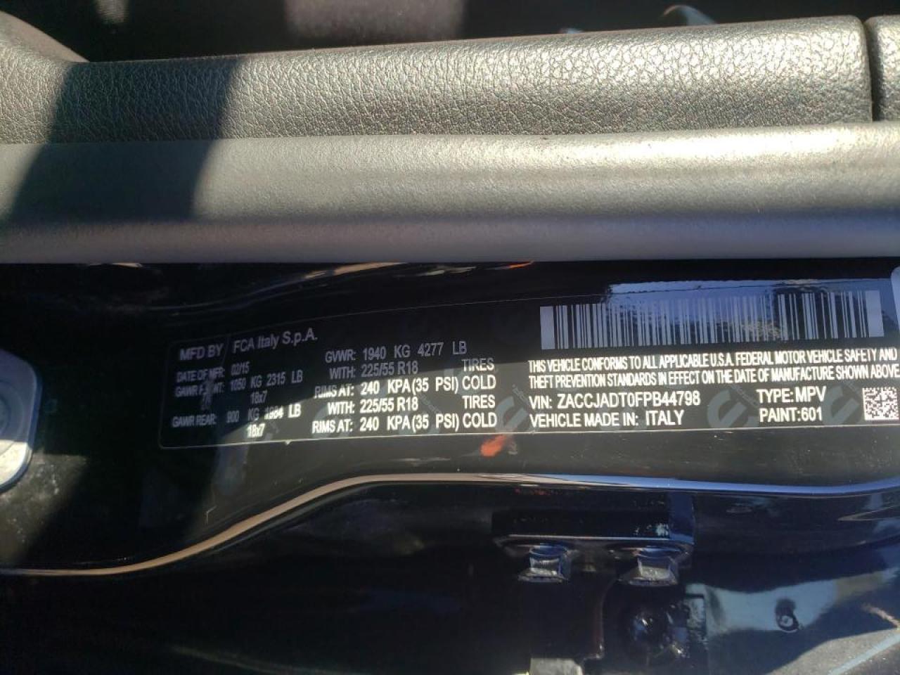 Photo 10 from auction – 2015 JEEP RENEGADE L with VIN ZACCJADT0FPB44798