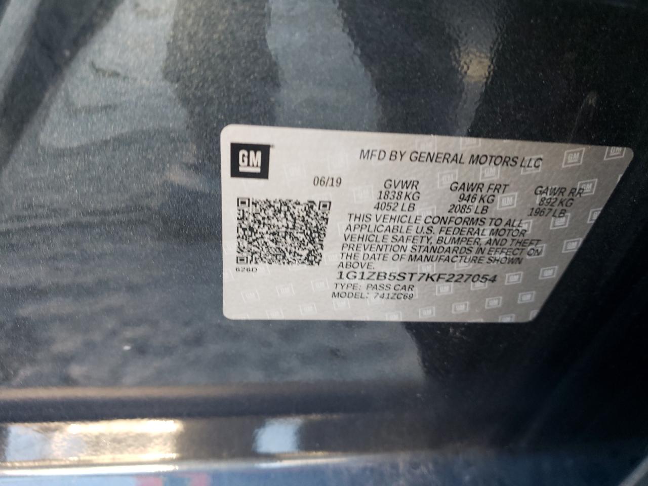 Photo 10 from auction – 2019 CHEVROLET MALIBU LS with VIN 1G1ZB5ST7KF227054