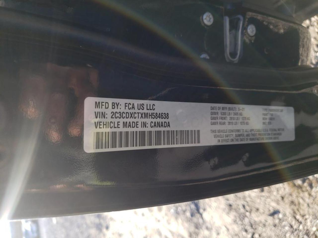 Photo 10 from auction – 2021 DODGE CHARGER R/ with VIN 2C3CDXCTXMH584638