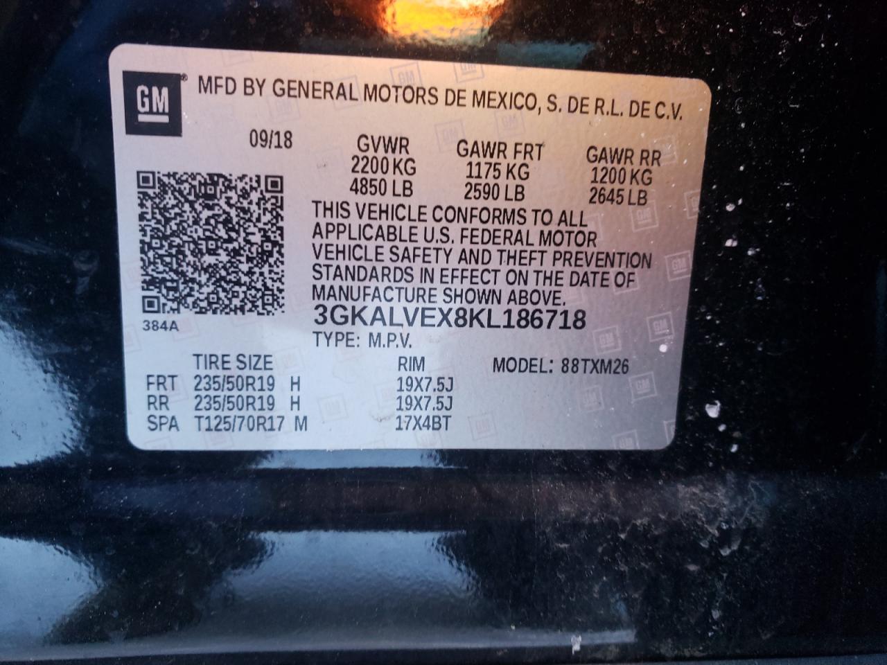 Photo 10 from auction – 2019 GMC TERRAIN SL with VIN 3GKALVEX8KL186718
