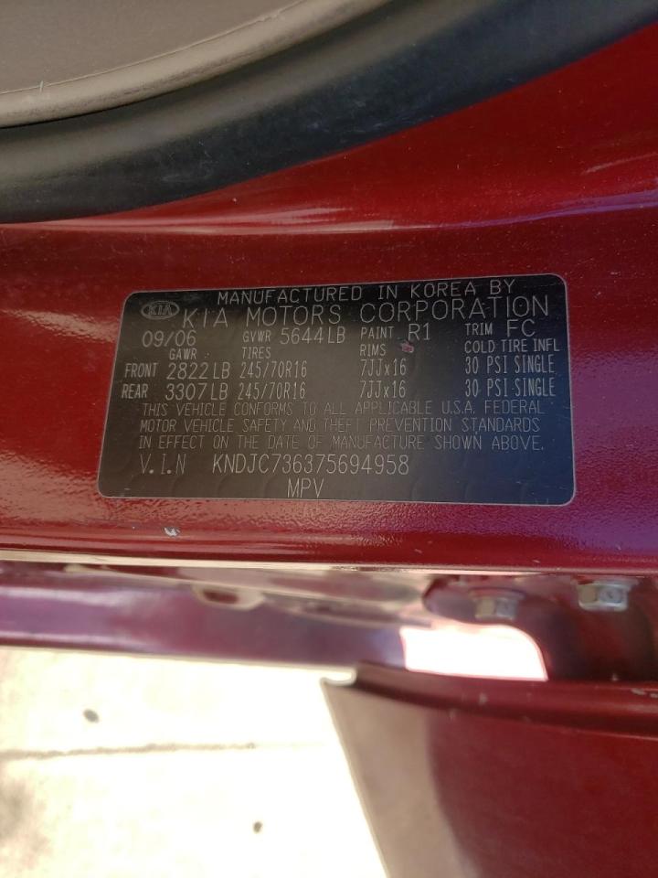 Photo 10 from auction – 2007 KIA SORENTO with VIN KNDJC736375694958