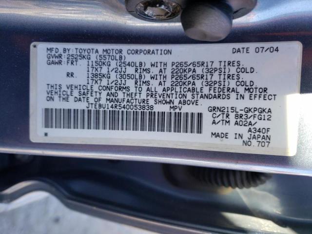 Photo 10 from auction – 2004 TOYOTA 4RUNNER SR with VIN JTEBU14R540053838