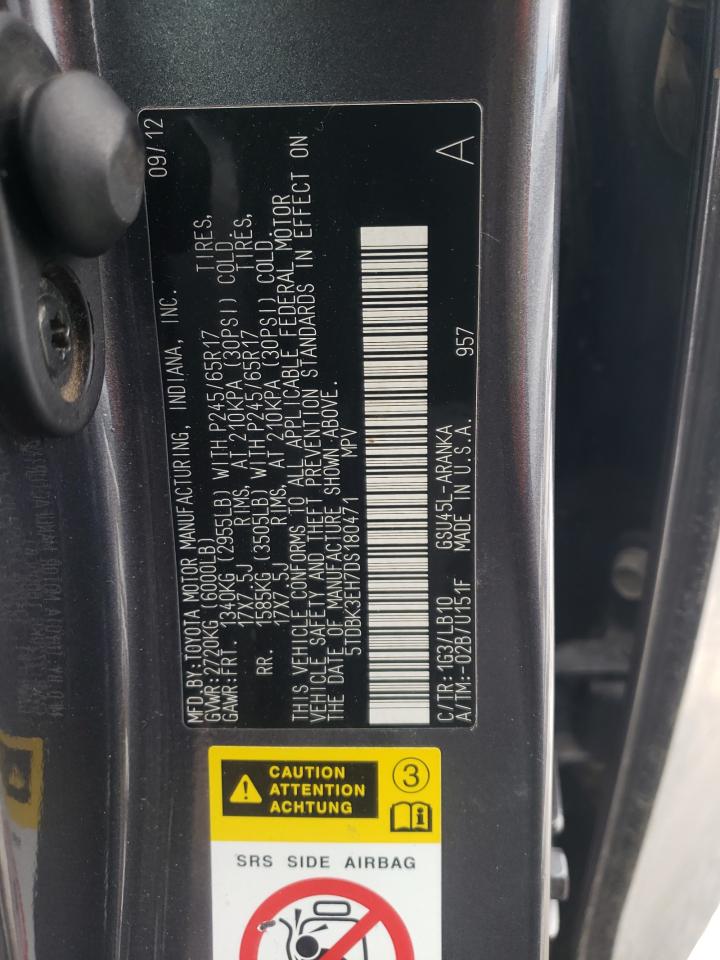 Photo 10 from auction – 2013 TOYOTA HIGHLANDER with VIN 5TDBK3EH7DS180471