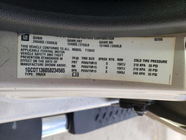 Photo 10 from auction – 2005 CHEVROLET COLORADO with VIN 1GCDT136058234565