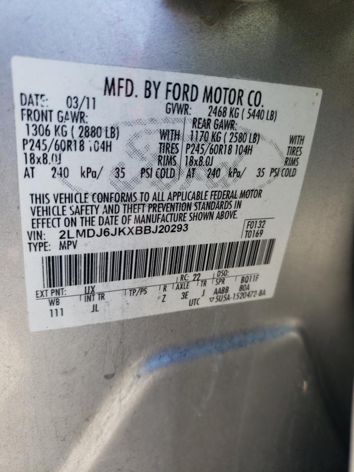 Photo 10 from auction – 2011 LINCOLN MKX with VIN 2LMDJ6JKXBBJ20293