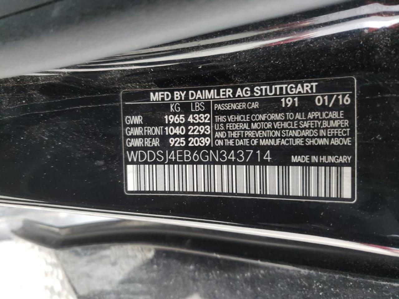 Photo 10 from auction – 2016 MERCEDES-BENZ CLA 250 with VIN WDDSJ4EB6GN343714