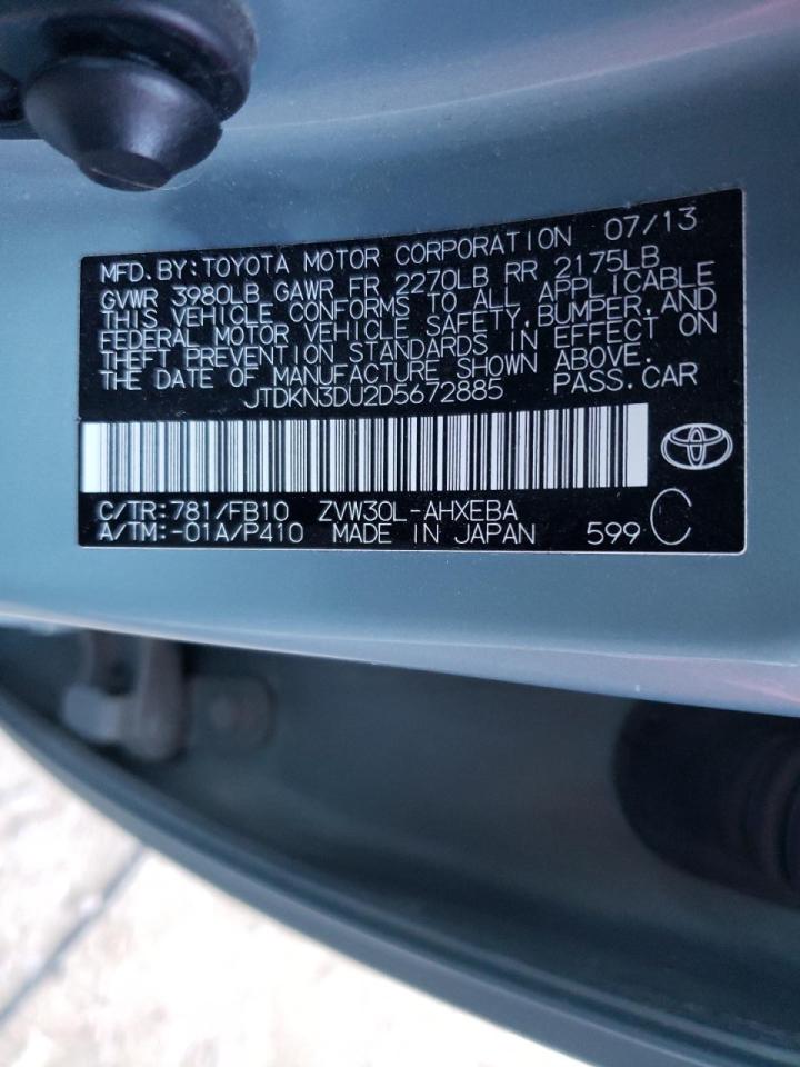Photo 10 from auction – 2013 TOYOTA PRIUS with VIN JTDKN3DU2D5672885