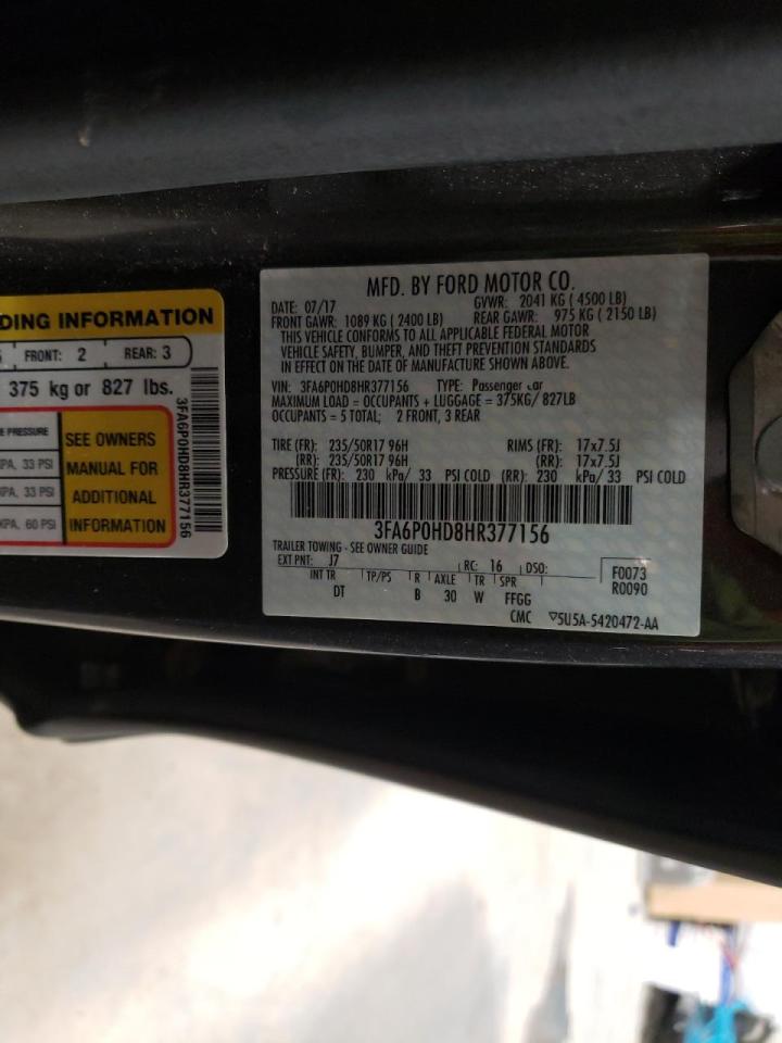 Photo 10 from auction – 2017 FORD FUSION SE with VIN 3FA6P0HD8HR377156
