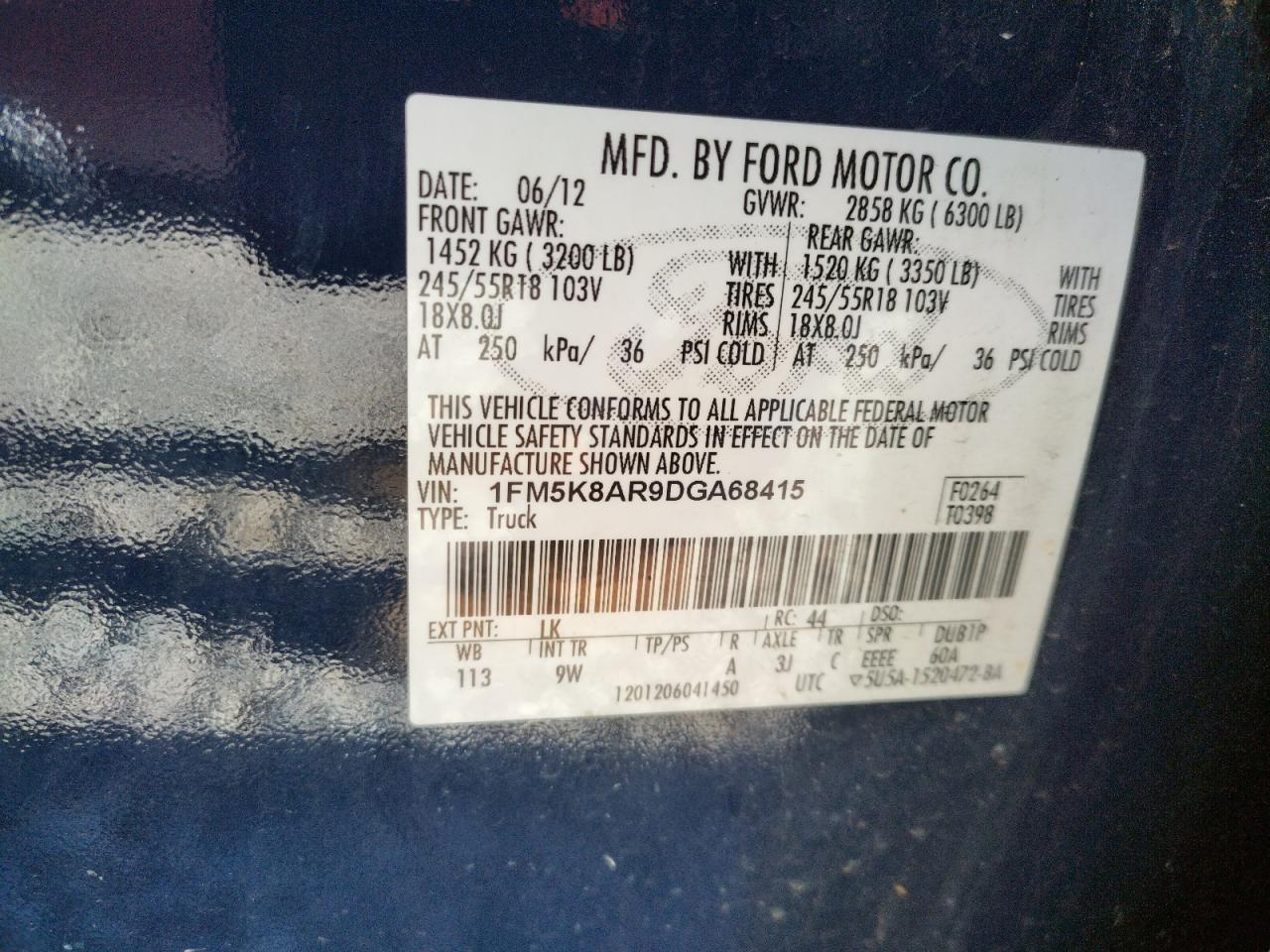 Photo 10 from auction – 2013 FORD EXPLORER P with VIN 1FM5K8AR9DGA68415