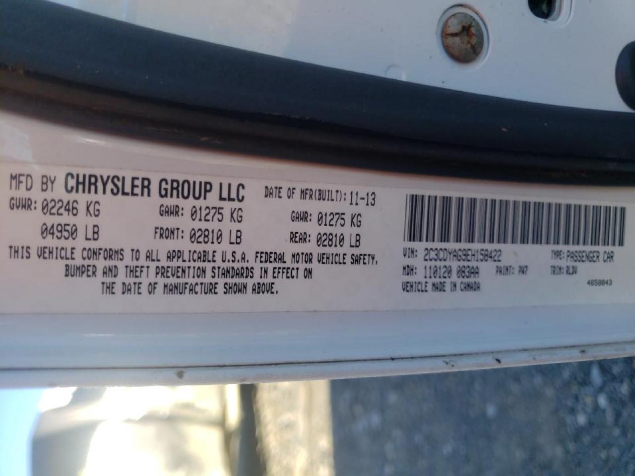 Photo 10 from auction – 2014 DODGE CHALLENGER with VIN 2C3CDYAG9EH158422