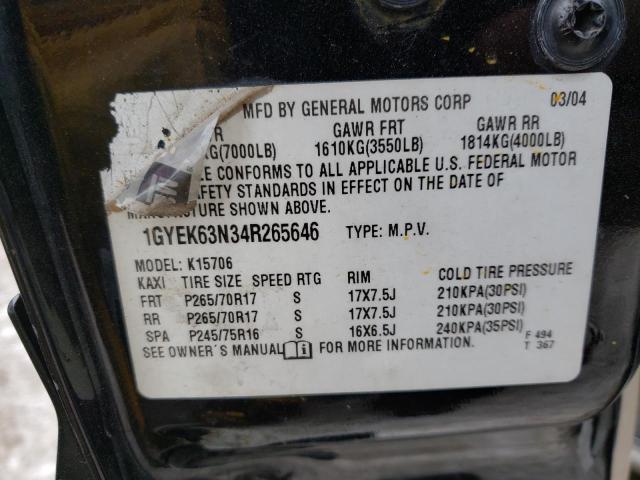 Photo 10 from auction – 2004 CADILLAC ESCALADE L with VIN 1GYEK63N34R265646