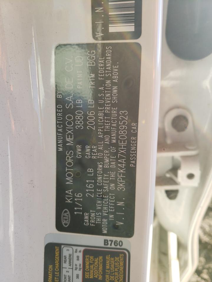 Photo 10 from auction – 2017 KIA FORTE LX with VIN 3KPFK4A7XHE089523