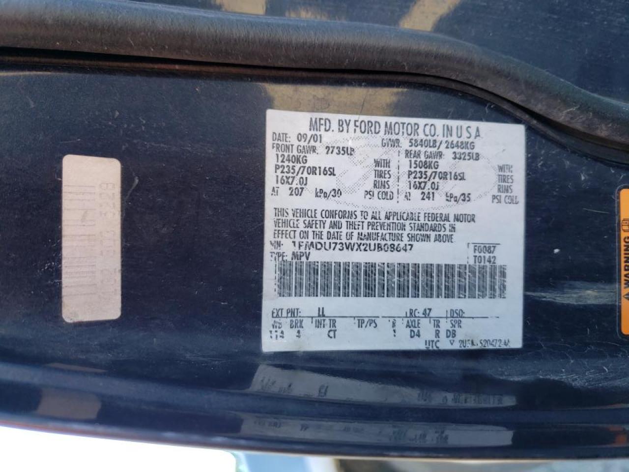Photo 10 from auction – 2002 FORD EXPLORER X with VIN 1FMDU73WX2UB08647
