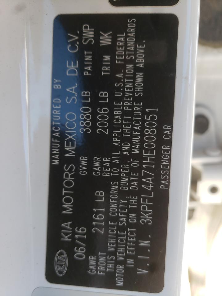Photo 10 from auction – 2017 KIA FORTE LX with VIN 3KPFL4A71HE008051
