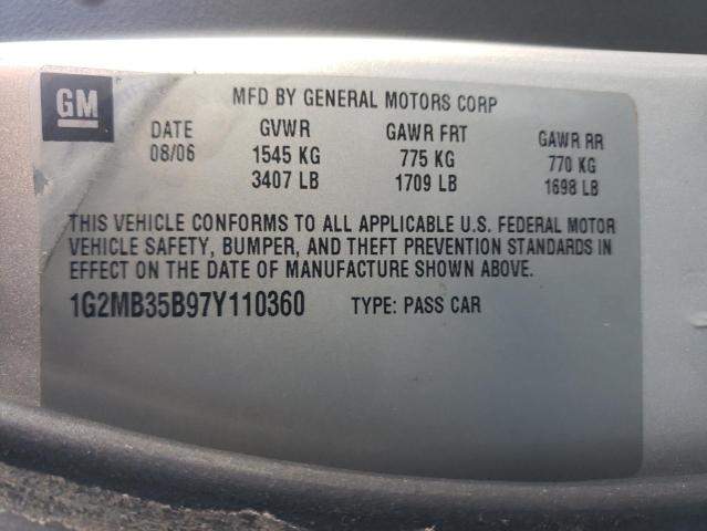 Photo 10 from auction – 2007 PONTIAC SOLSTICE with VIN 1G2MB35B97Y110360