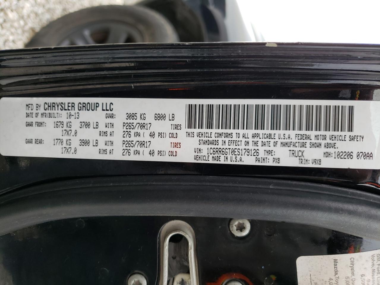 Photo 10 from auction – 2014 RAM 1500 SLT with VIN 1C6RR6GT0ES179126