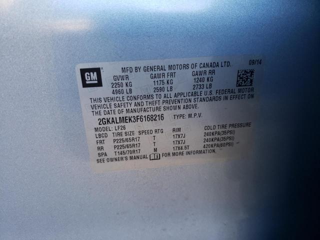 Photo 10 from auction – 2015 GMC TERRAIN SL with VIN 2GKALMEK3F6168216