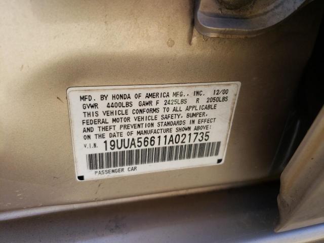 Photo 10 from auction – 2001 ACURA 3.2TL with VIN 19UUA56611A021735