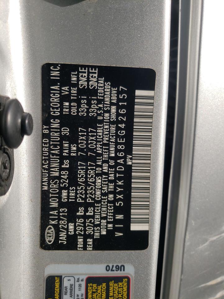 Photo 10 from auction – 2014 KIA SORENTO LX with VIN 5XYKTDA68EG426157