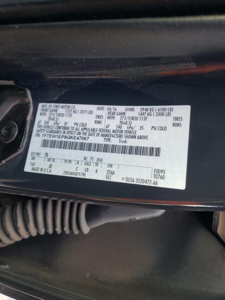 Photo 10 from auction – 2016 FORD F150 SUPER with VIN 1FTEW1EP9GKE47067