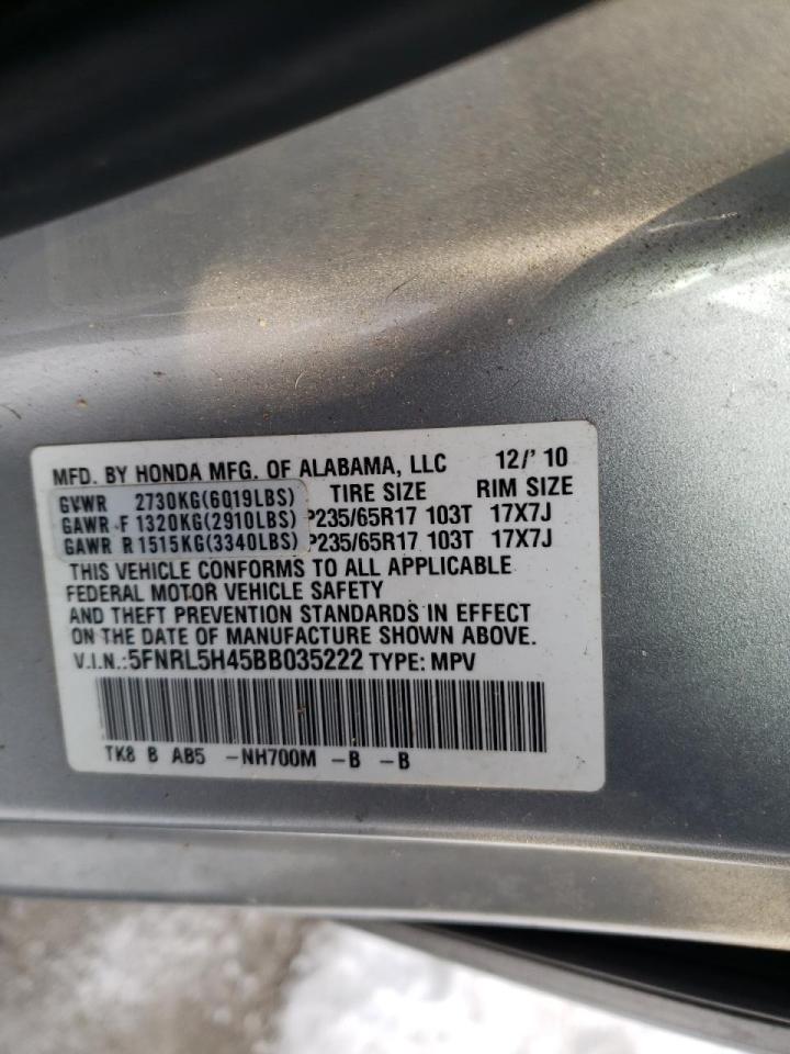 Photo 10 from auction – 2011 HONDA ODYSSEY EX with VIN 5FNRL5H45BB035222