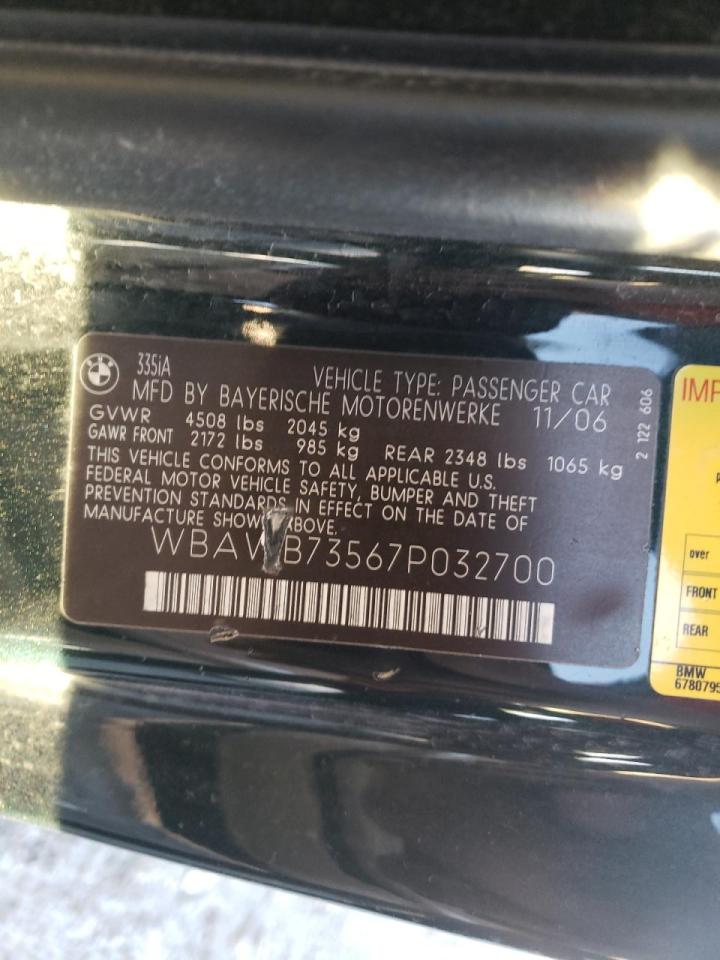 Photo 10 from auction – 2007 BMW 335 I with VIN WBAWB73567P032700