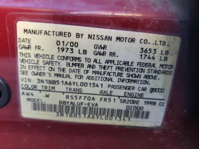 Photo 10 from auction – 2000 NISSAN SENTRA SE with VIN 3N1BB51A6YL001341