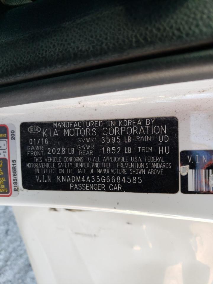 Photo 10 from auction – 2016 KIA RIO LX with VIN KNADM4A35G6684585